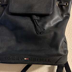 Tommy Hilfiger Women's Black Faux Leather Drawstring Mini Backpack